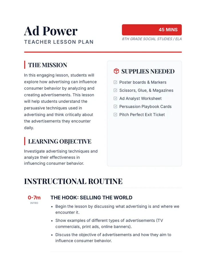 Ad Power Lesson Plan