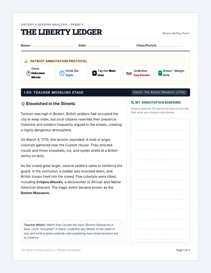 Boston Bloodshed Worksheet
