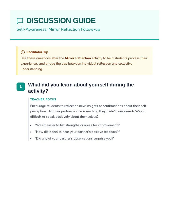 Self Awareness Discussion Guide