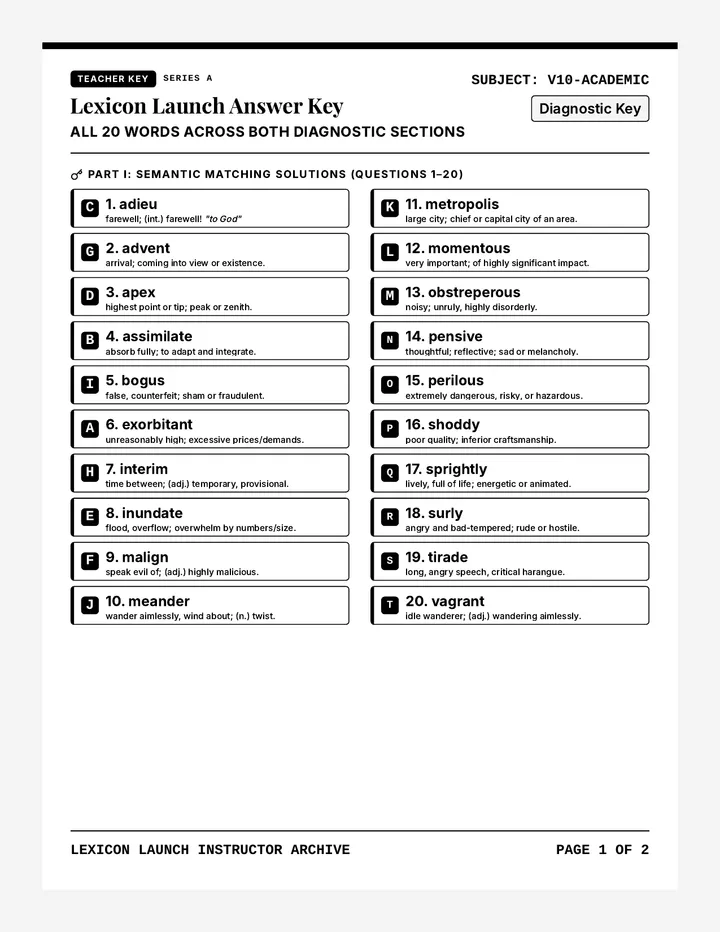 Lexicon Launch Answer Key