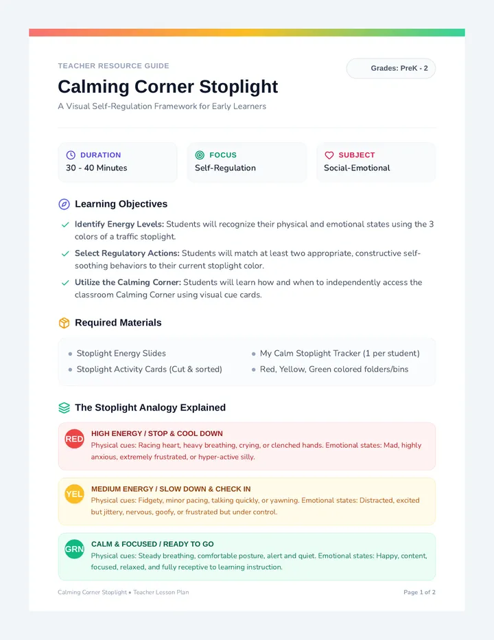 Stoplight Guide Teacher Plan