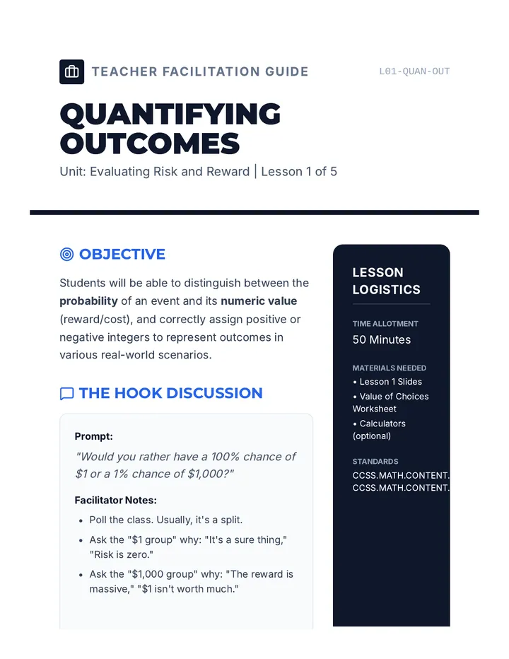 Quantifying Outcomes Teacher Guide