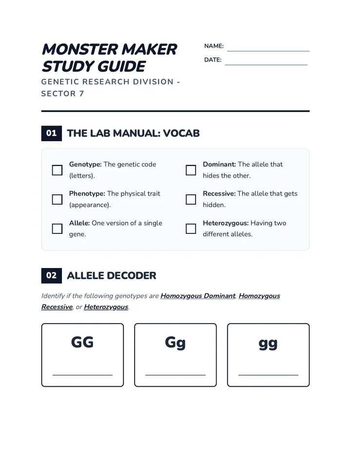 Monster Maker Study Guide