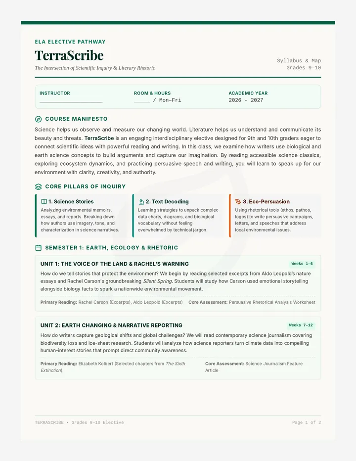 TerraScribe Course Syllabus