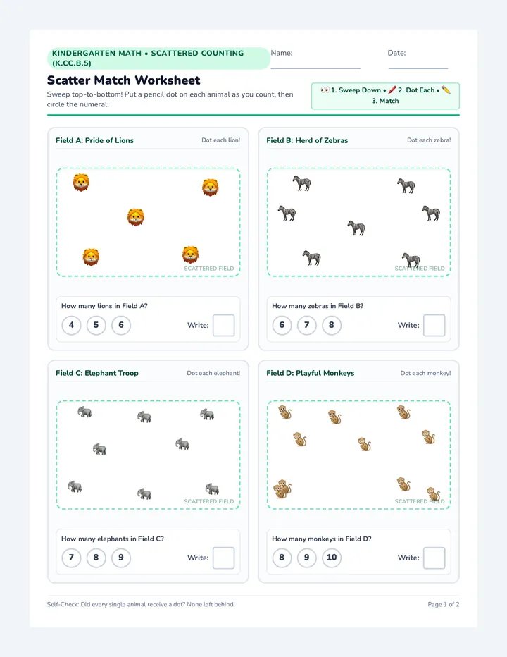 Scatter Match Worksheet