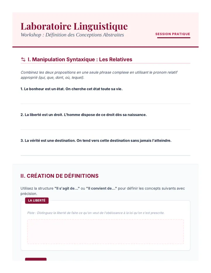 Laboratoire Linguistique Worksheet
