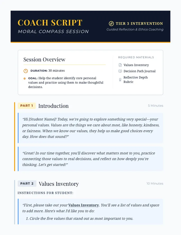 Moral Compass Coach Script