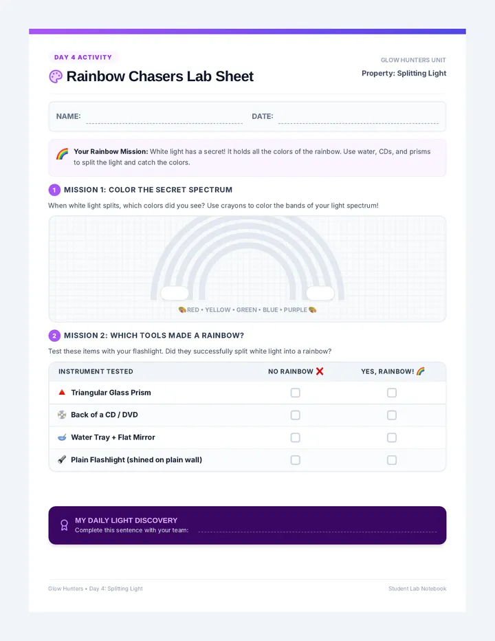 Rainbow Chasers Lab Sheet