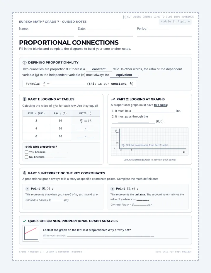 Proportional Connections Notebook Insert
