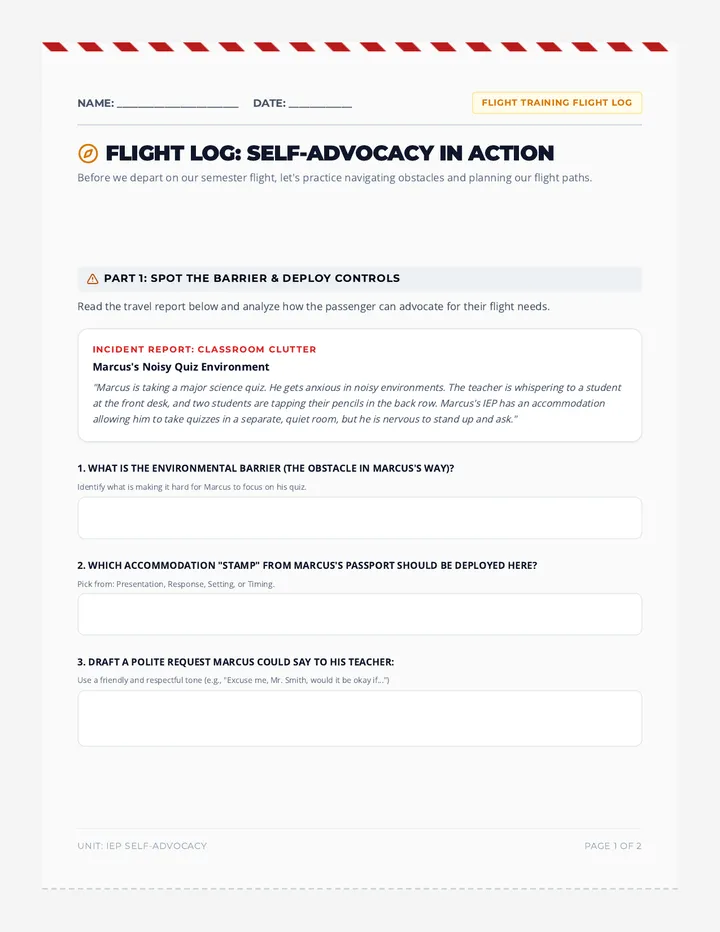 Self Advocacy Practice Worksheet
