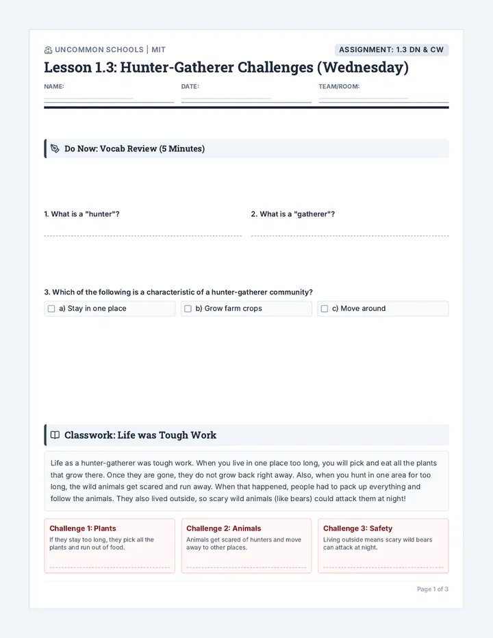 Challenges Student Packet Tier A