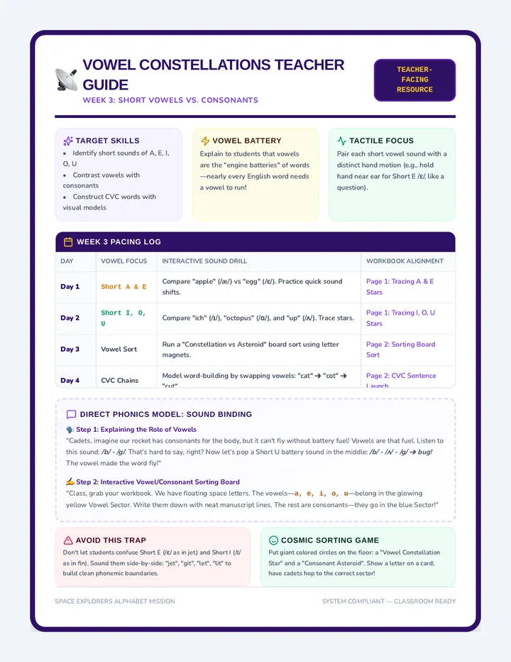 Vowels Constellation Teacher Guide