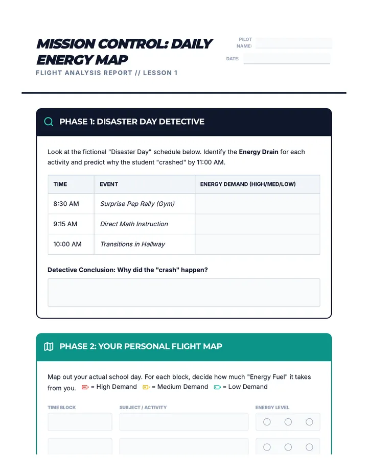 Daily Energy Map Worksheet • Material • Lenny.com