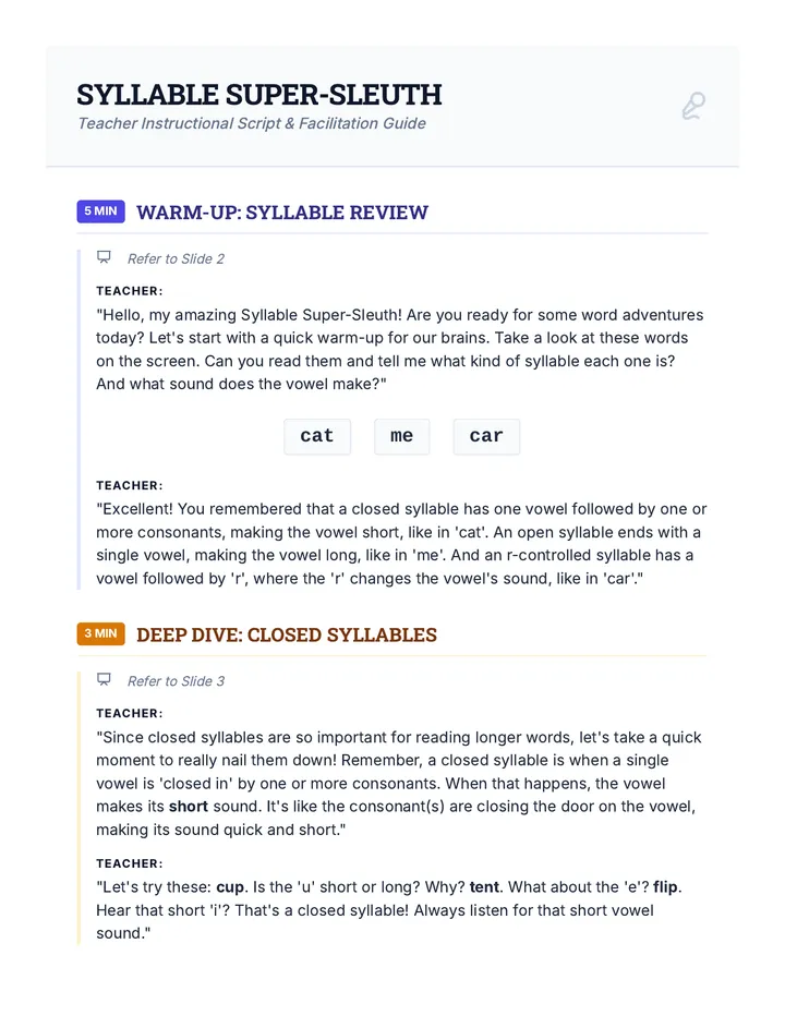 Syllable Super Sleuth Script