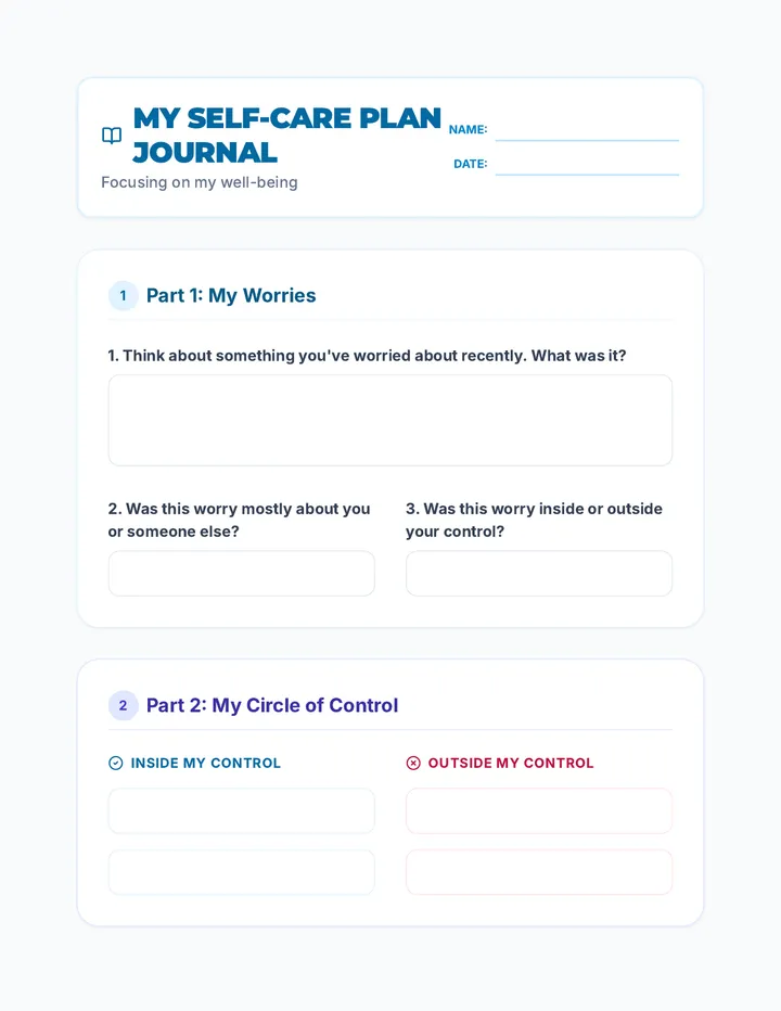 My Self Care Plan Journal