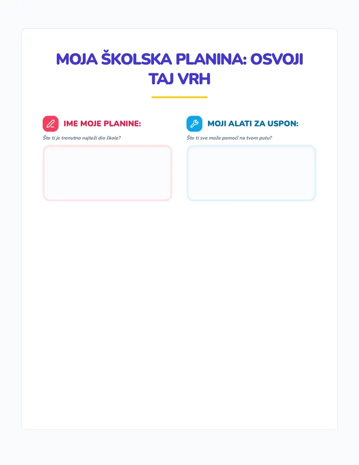 Moja Školska Planina Osvoji Taj Vrh Radni List Rezultat