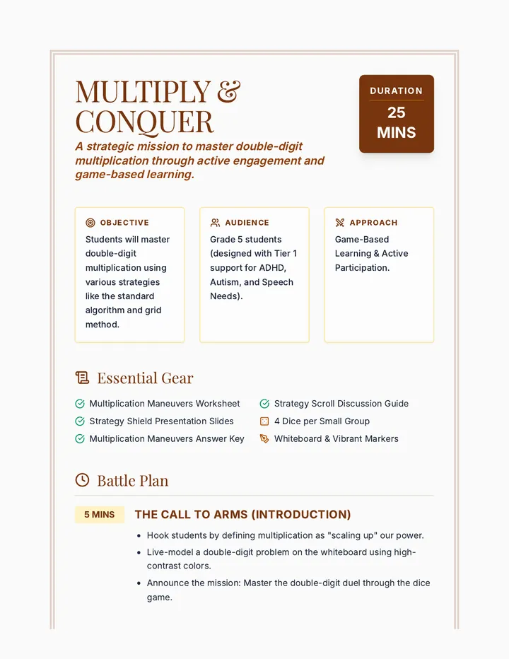Multiply and Conquer Lesson Plan