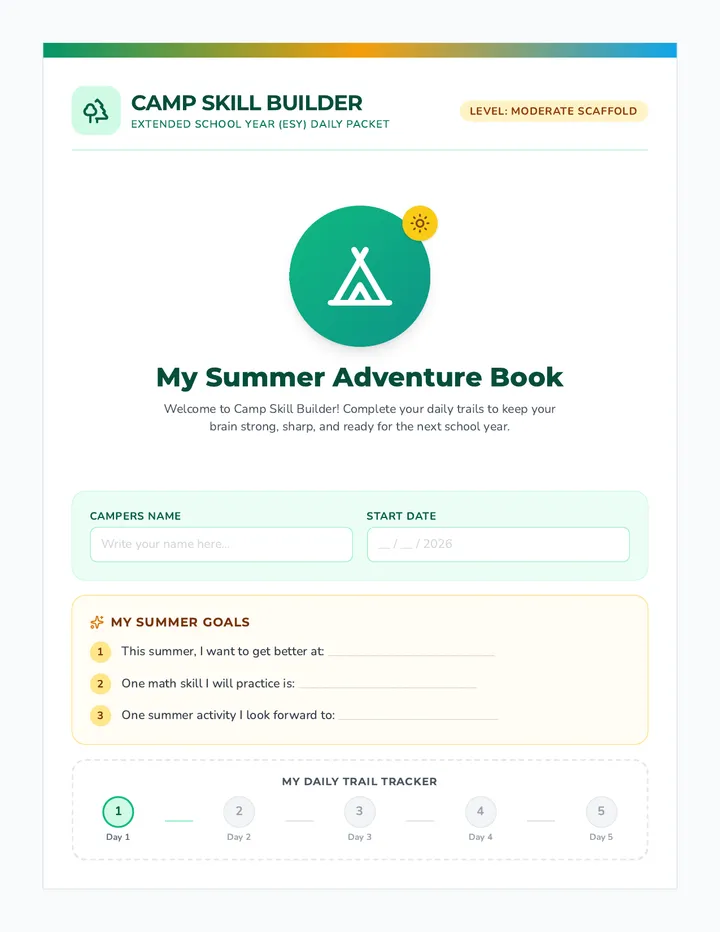Summer Skill Builder Packet page 1