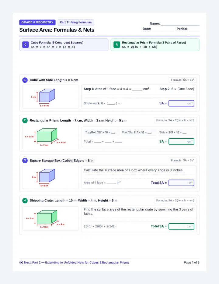 Unfolding Solids Worksheet