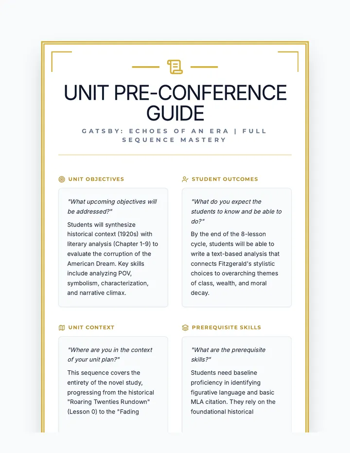Gatsby Unit Pre-Conference Master Guide