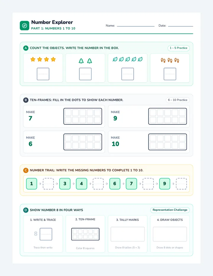 Number Explorer Worksheet