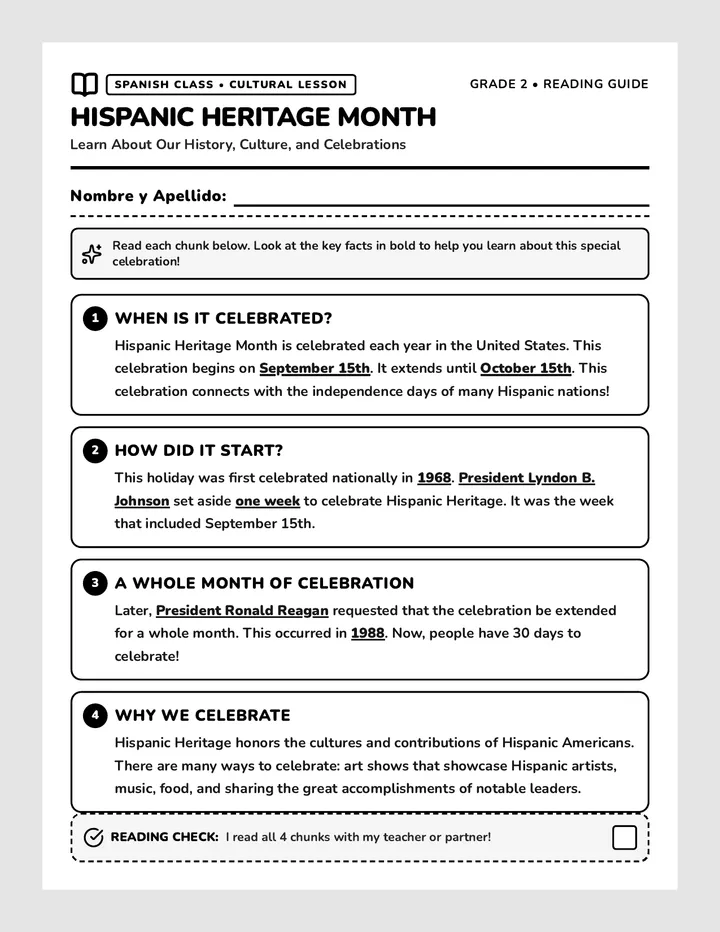 Hispanic Heritage Packet