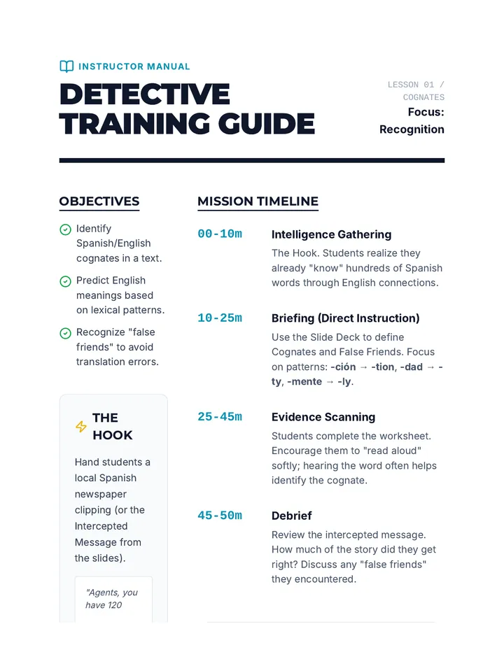 Detective Training Guide Teacher Guide