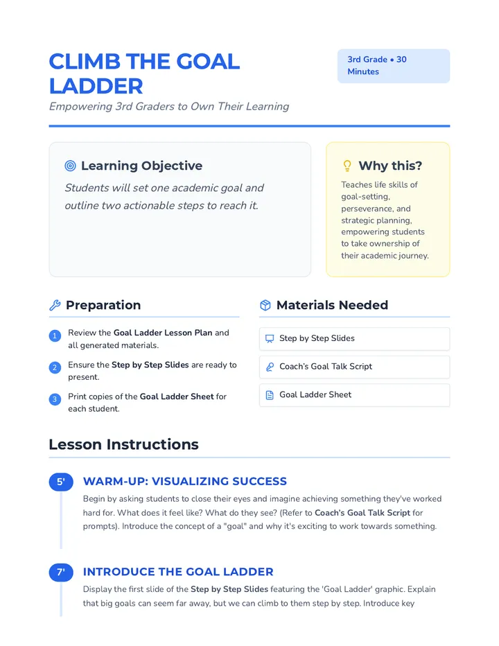 Goal Ladder Lesson Plan