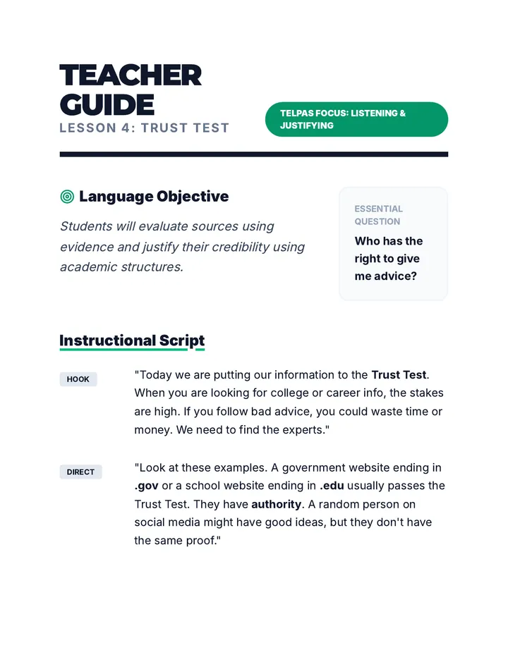Trust Test Teacher Guide