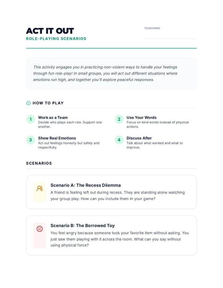 Role Playing Scenarios Activity