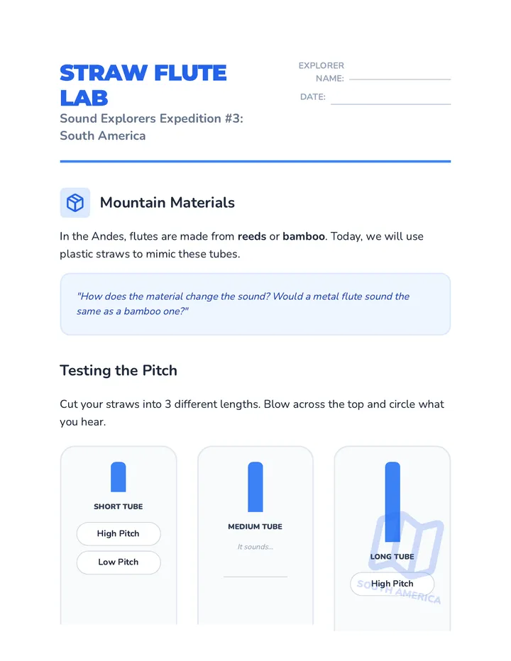 Straw Flute Lab Worksheet