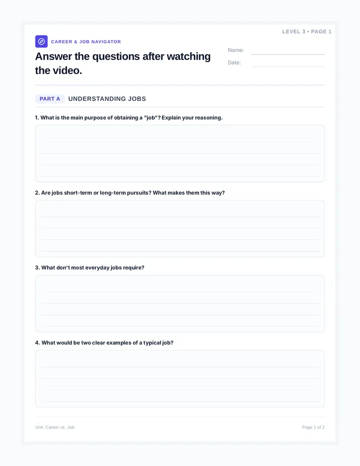 Career Navigator Worksheet