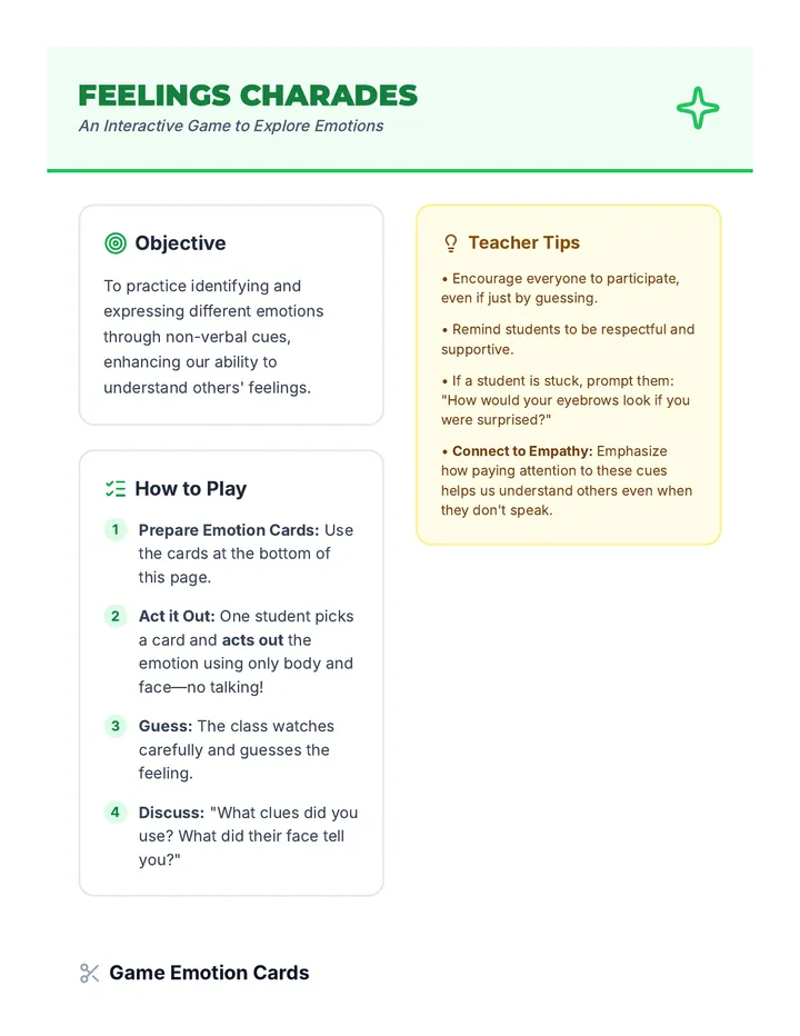 Feelings Charades Game Guide