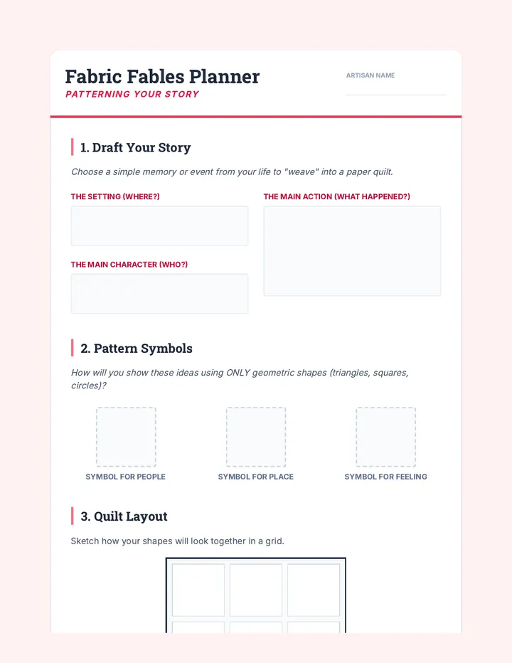 Fabric Fables Planner Worksheet