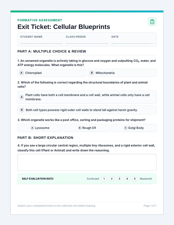 Cell Blueprints Exit Ticket