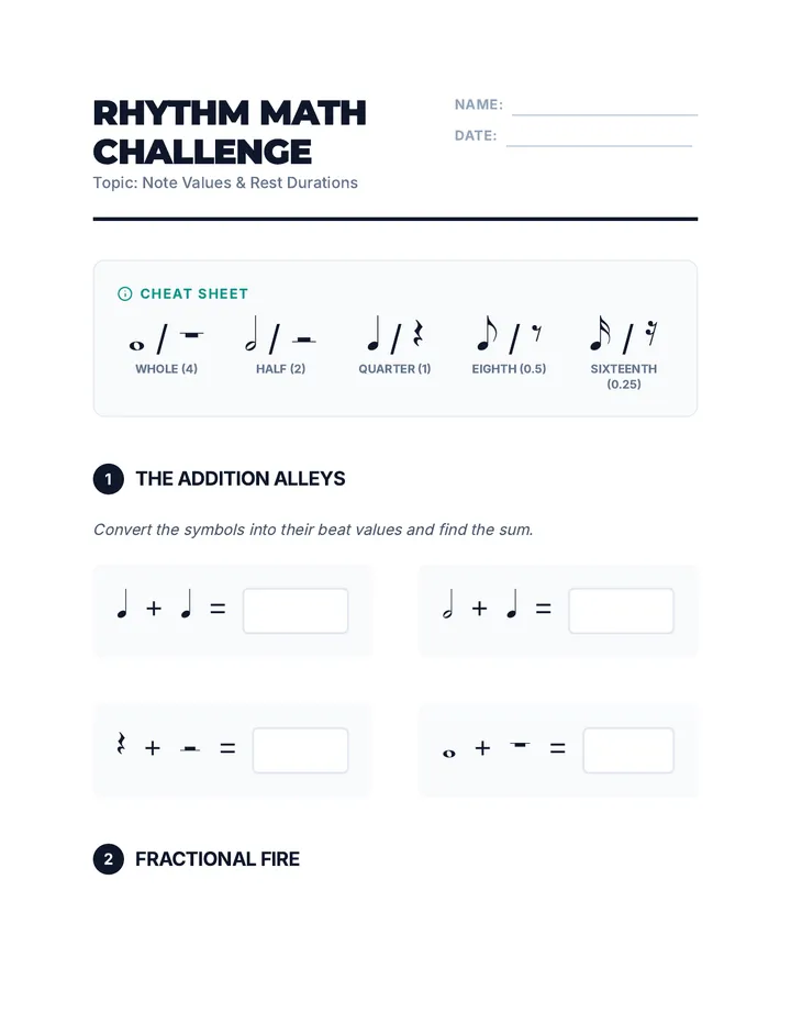 Rhythm Math Worksheet
