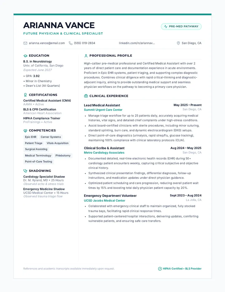 Clinical Trajectory Resume