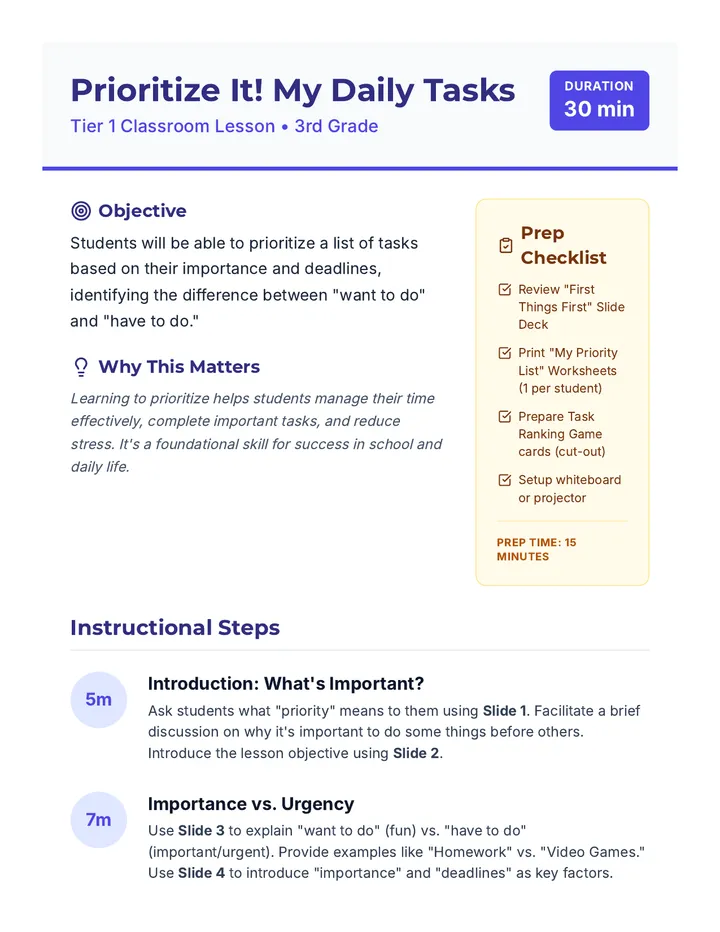 Prioritize It Lesson Plan