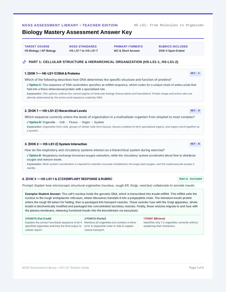 LS1 Question Bank Teacher Key