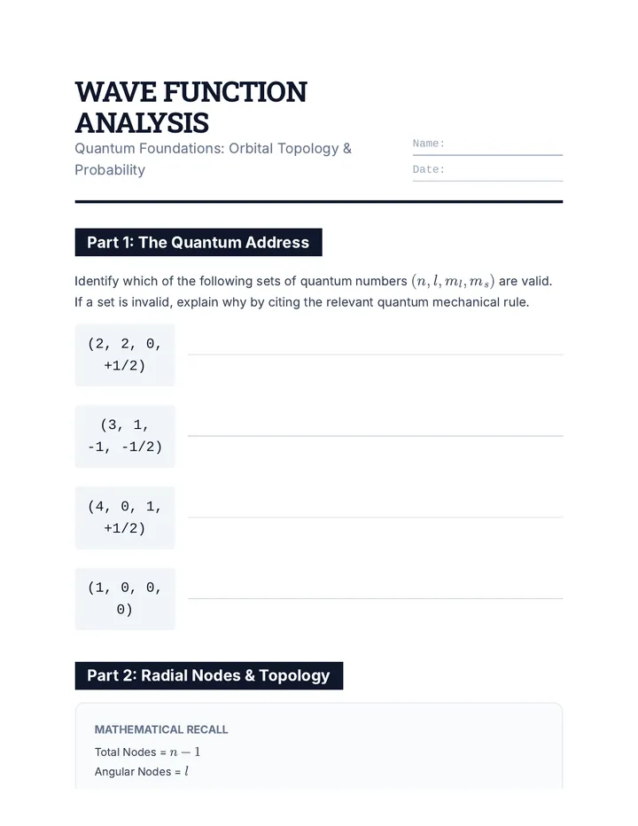 Wave Function Worksheet