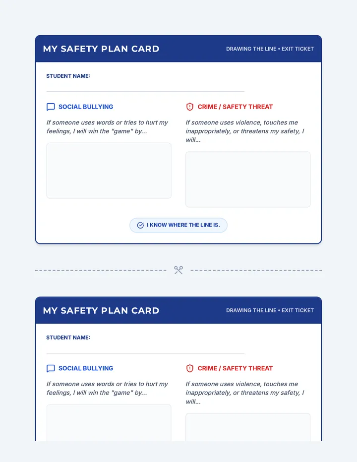Safety Plan Exit Ticket