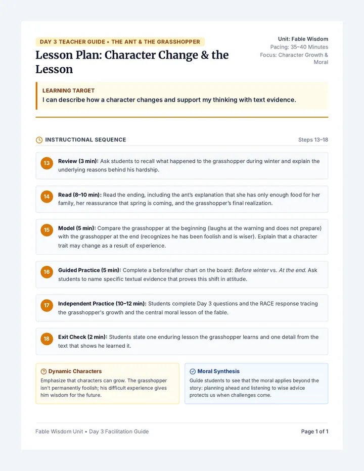 Wisdom and Change Lesson Plan