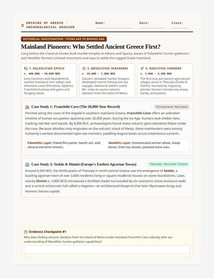 Mainland Pioneers Worksheet