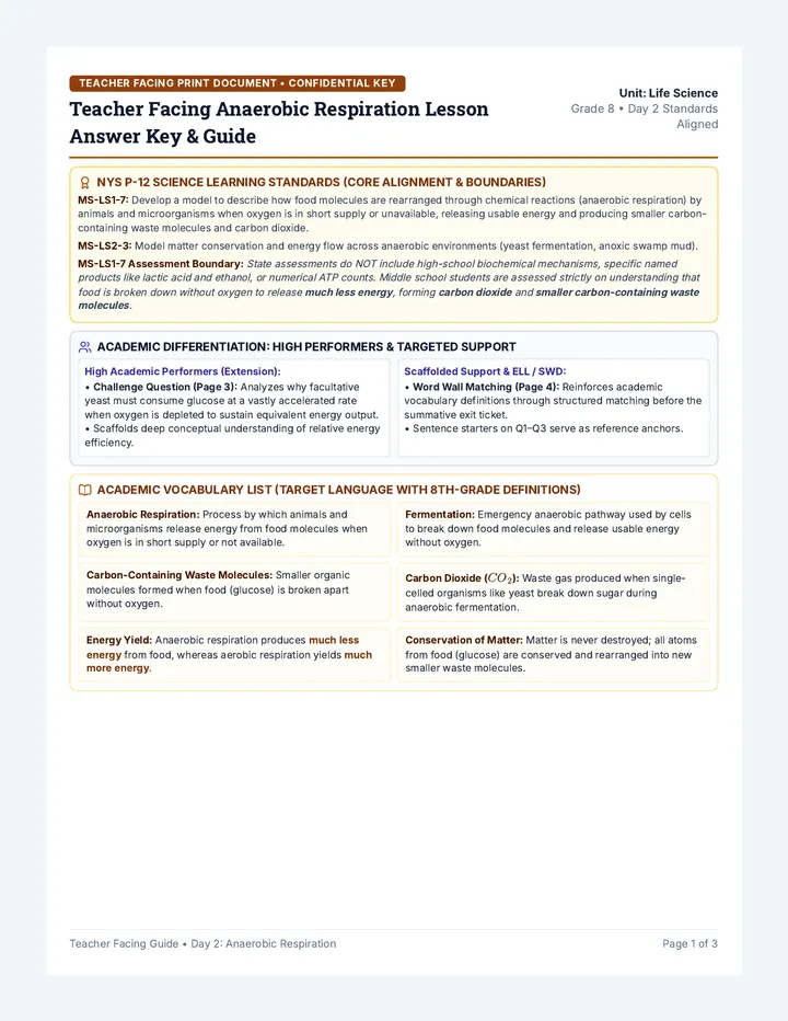 Anaerobic Respiration Teacher Key