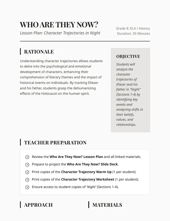 Who Are They Now Lesson Plan