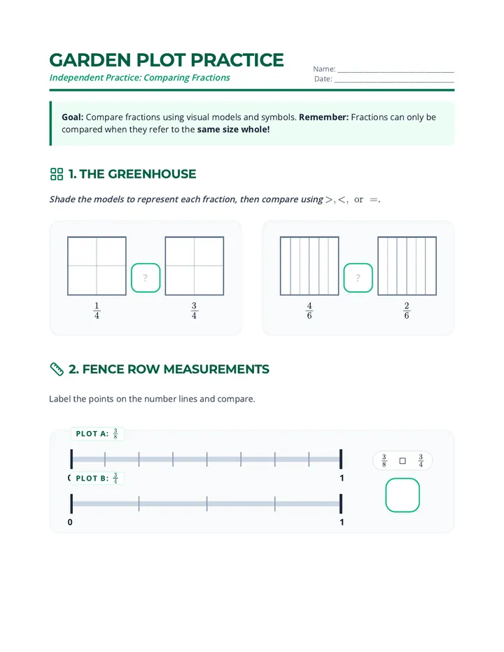 Garden Plot Practice Sheet