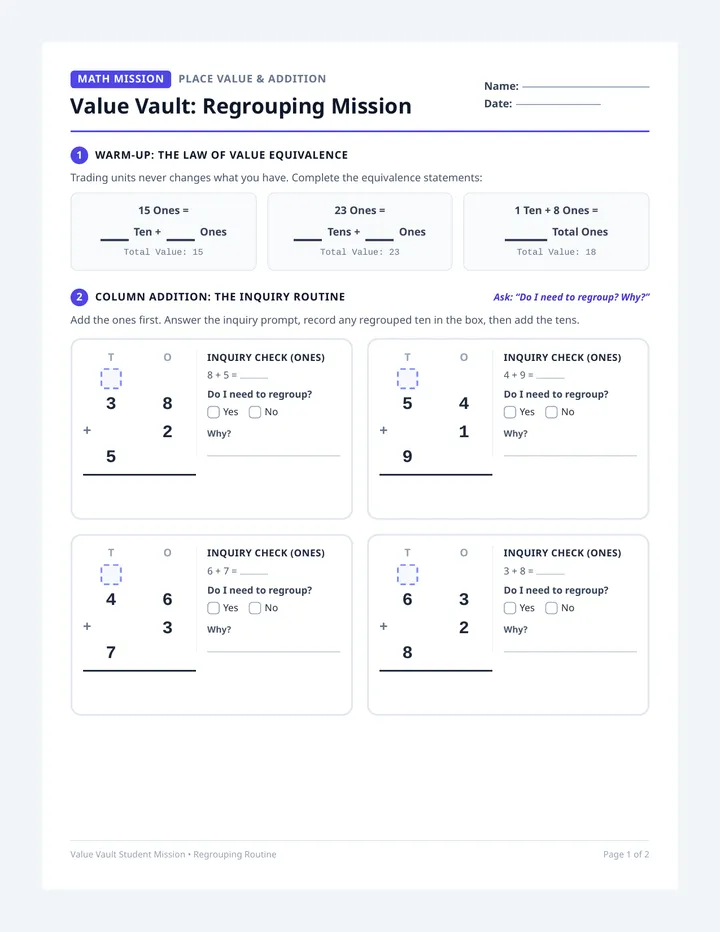 Value Vault Worksheet