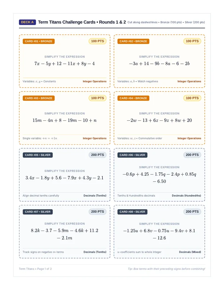 Term Titans Challenge Cards