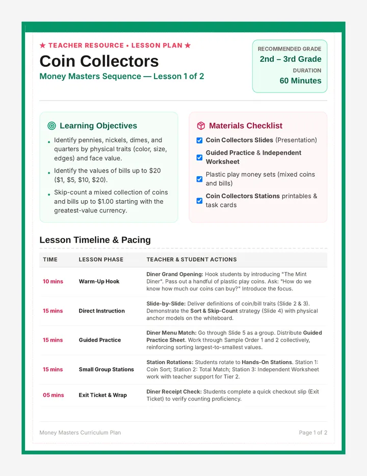 Coin Collectors Teacher Guide