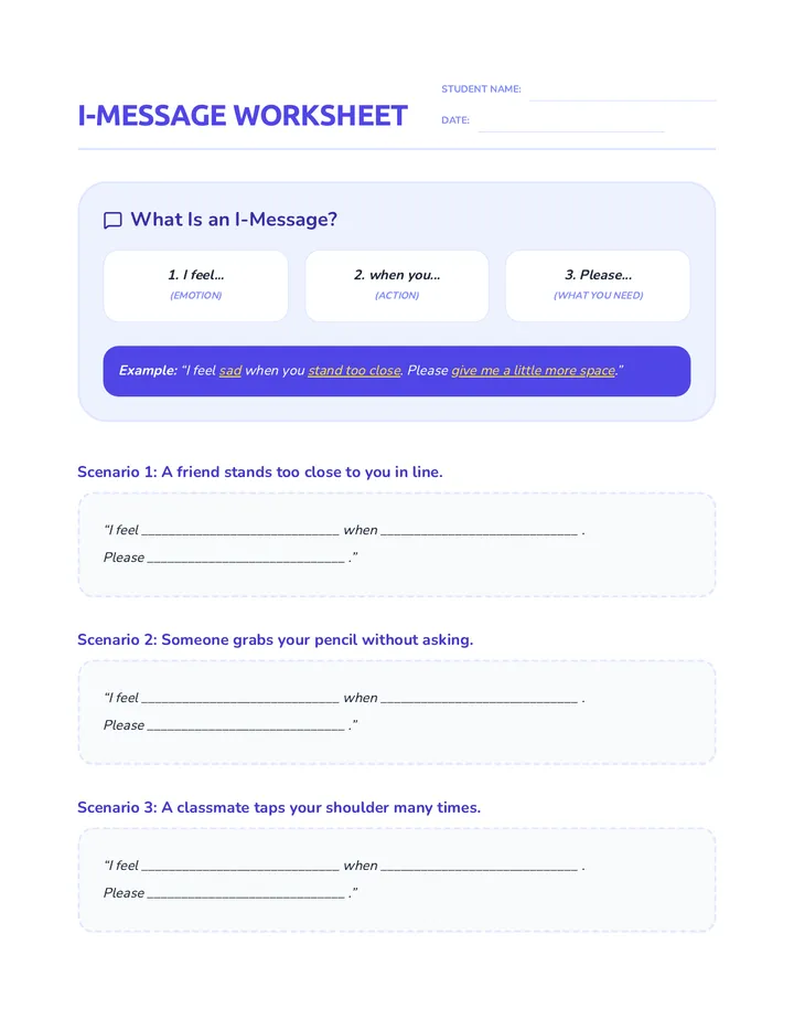 I-Message Worksheet